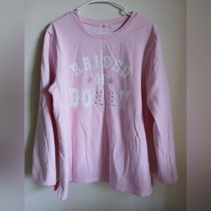 Indigo Soul Raised on Dolly Parton Sweatshirt Pink‎ RhinestoneCowgirlWestern2XL